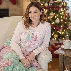 NWT Royal Standard Pink Nutcracker Christmas PJ Soft Shirt Lounge Top Medium